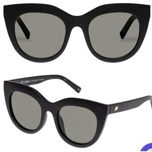 LE Specs AIR GRASS Sunglasses in Matte BLACK GRASS Organic Air Heart Brat NWT